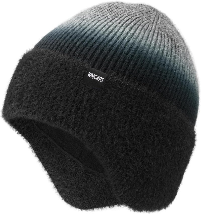 Wmcaps Winter Fleece Line Beanie with Earflap for Men Women, Outdoor Warm Thermal Knitted Hat Stocking Caps - Image 1